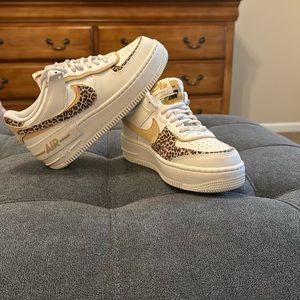 Nike Women’s Air Force 1 Size 6 1/2 - cream/leopard print/ tan
